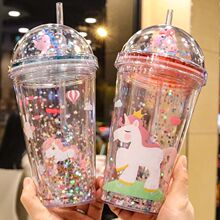 星空杯水杯女学生韩版吸管杯网红儿童水杯大容量随手杯冰杯亚马逊
