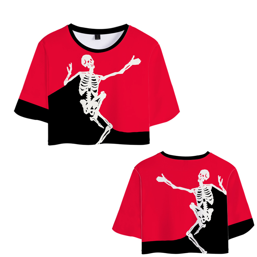 Women's T-shirt Short Sleeve T-shirts Printing Sexy Bat Skeleton Skull display picture 1