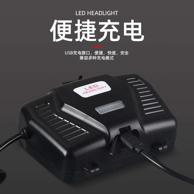 Fuerte luz LED faro recargable de largo alcance para acampar al aire libre lámpara de pesca larga resistencia lámpara de minería de inducción montada en la cabeza al por mayor