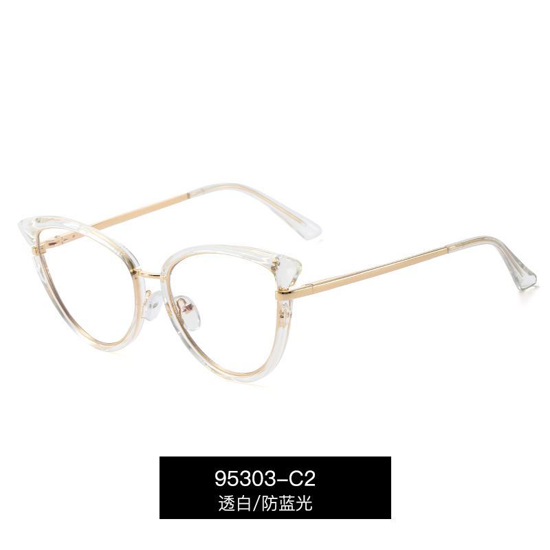 95303 nueva moda Comercio exterior TR gafas ópticas ojo de gato marco anti-azul gafas de luz hembra fábrica en stock venta al por mayor