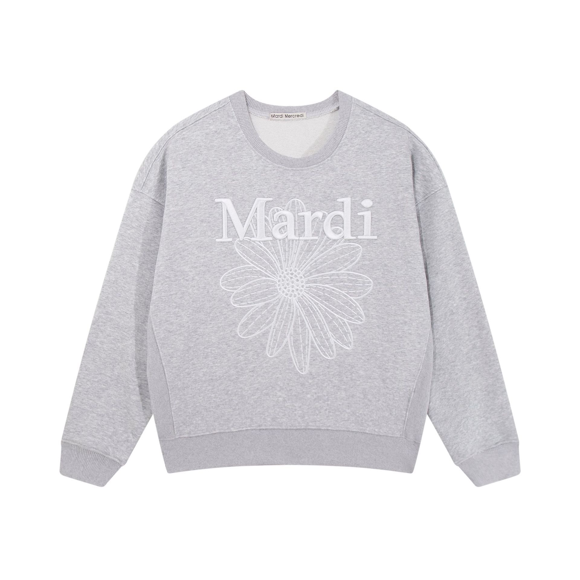 Embroidered floral gray/milky white / One size fits all