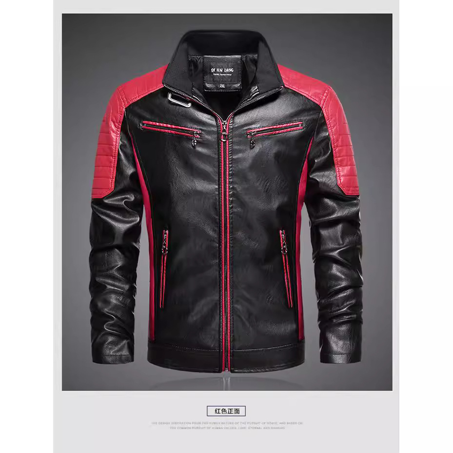 Comercio exterior spot nuevo 2024 primavera y otoño roca chaqueta de cuero hombre tendencia de cuello vertical chaqueta de cuero casuales pu chaqueta de cuero hombre