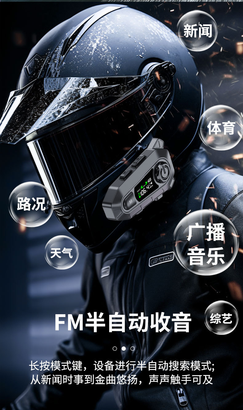 Cross-Border Supply of Outdoor Cycling Waterproof Multi-Person Group Chat Intercom Fm Radio Motorcycle Helmet Bluetooth Headset Factory