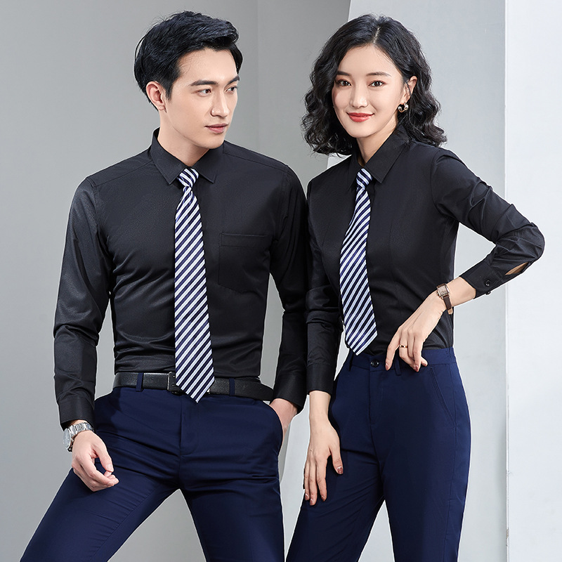 New White Men's Long-sleeved Shirt Business Slim Non-iron White-collar Professional Shirt Work Clothes For Men And Women