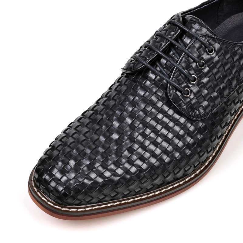 ShoeVault Frühling und Herbst Britische Business-Formelle Handarbeit Gewebte Casual Echtes Leder Schnürung Atmungsaktive Derby Hochzeitsschuhe_voghion.com