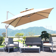 户外遮阳伞别墅花园露台庭院伞商铺室外摆摊带灯大型四角罗马伞