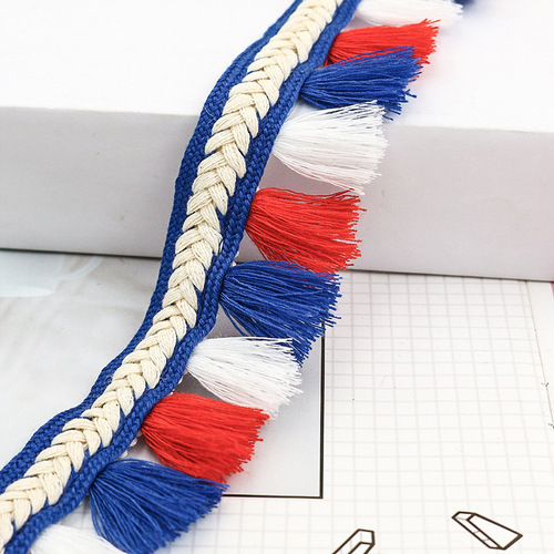 Directly supplied from the manufacturer, ethnic style colorful tassel lace, color-blocked tassels, clothing curtains, home decoration accessories
