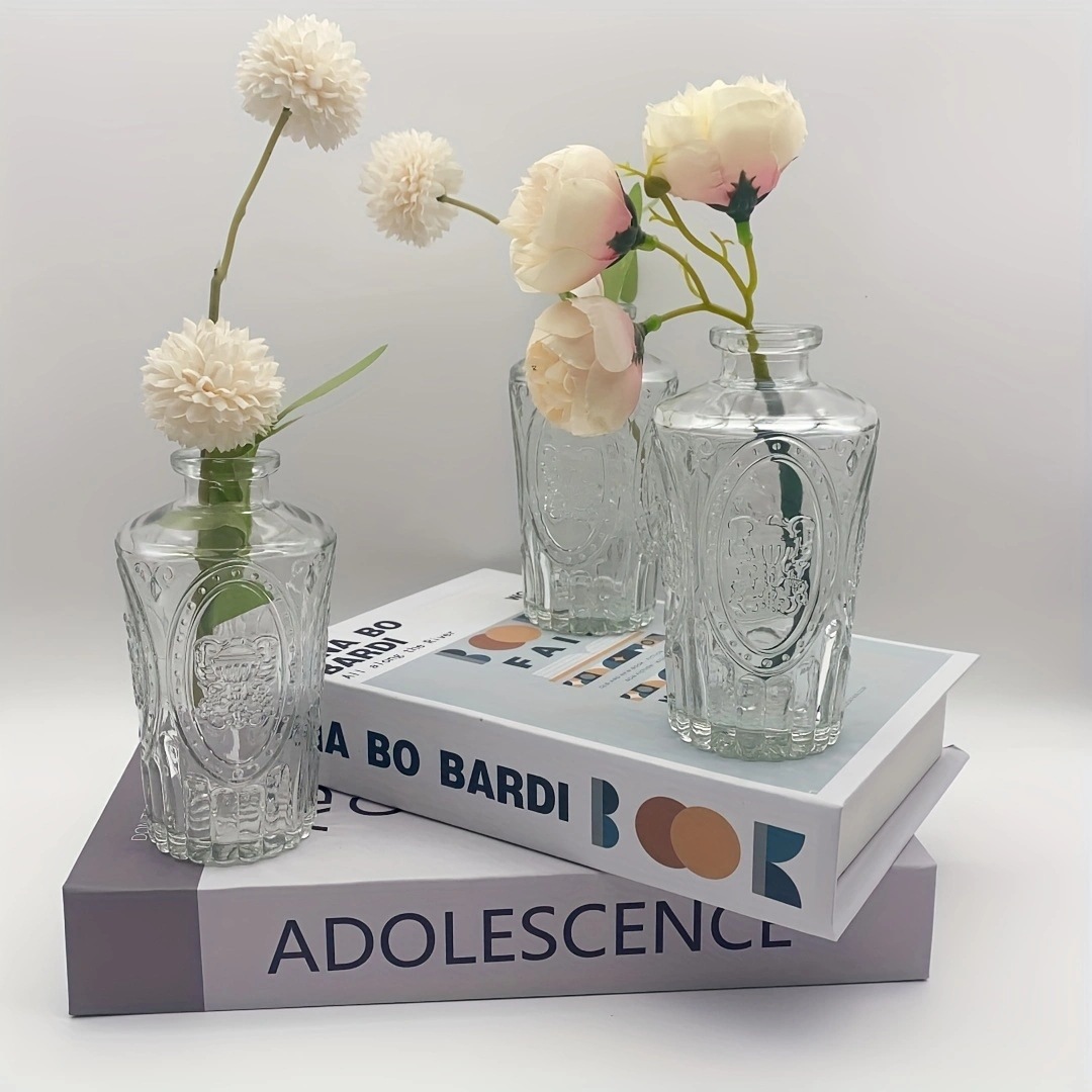 Mini pequeño jarrón en adornos de viento jarrón de vidrio floral de alto nivel decoración vintage jarrón adornos al por mayor