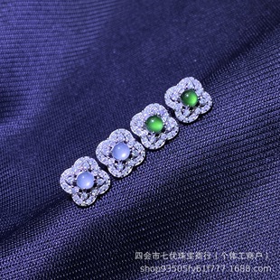 Factory direct new s925 sterling silver inlaid Guatemala dangerous material earrings jade egg noodles finished wholesale