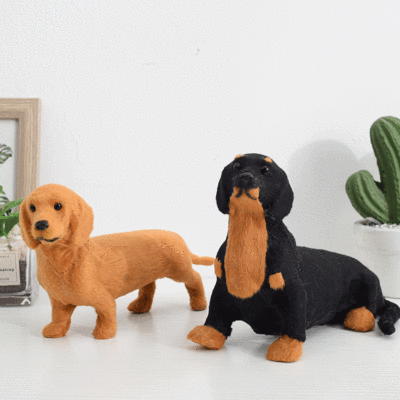 仿真腊肠犬摆件创意家居饰品可爱萌宠地面摆件 创意落地狗摆件|ms