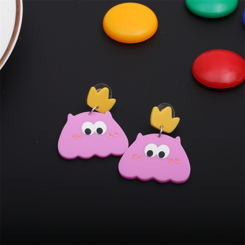 Pendientes de arco de acrílico pendientes de verano de acrílico pendientes europeos y americanos simples azules de la corona del color del contraste