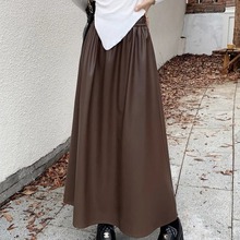 秋冬季2023新款美式港风辣妹高级感PU皮半身裙女高腰显瘦a字伞裙