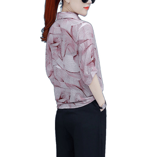 Floral chiffon blouse women's 2025 spring and summer short-sleeve shirt loose stylish mini shirt covers belly slimming shirt