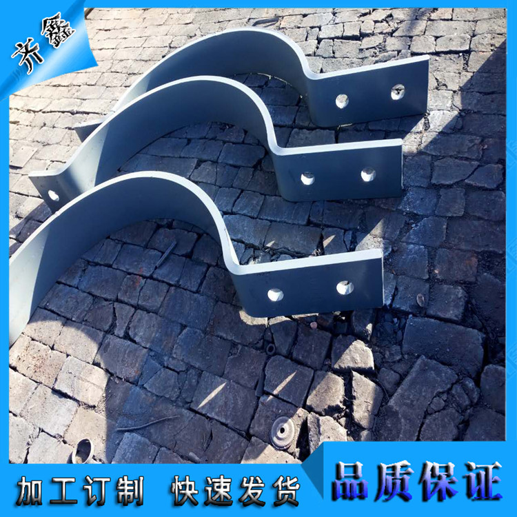 齐鑫管道 DN200双孔短管夹 扁钢三孔管夹 电厂管道配件管夹批发