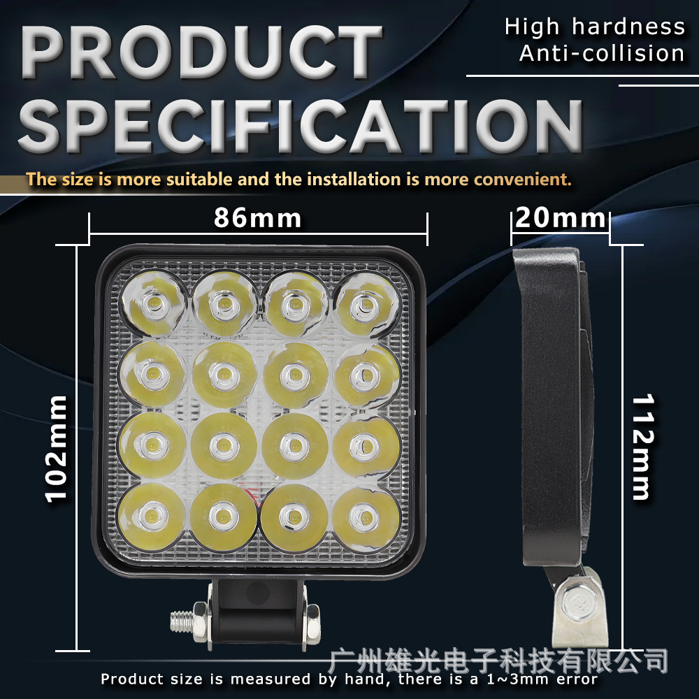 Factory wholesale car led headlight mini square external spotlight electric car headlight spotlight inspection lamp