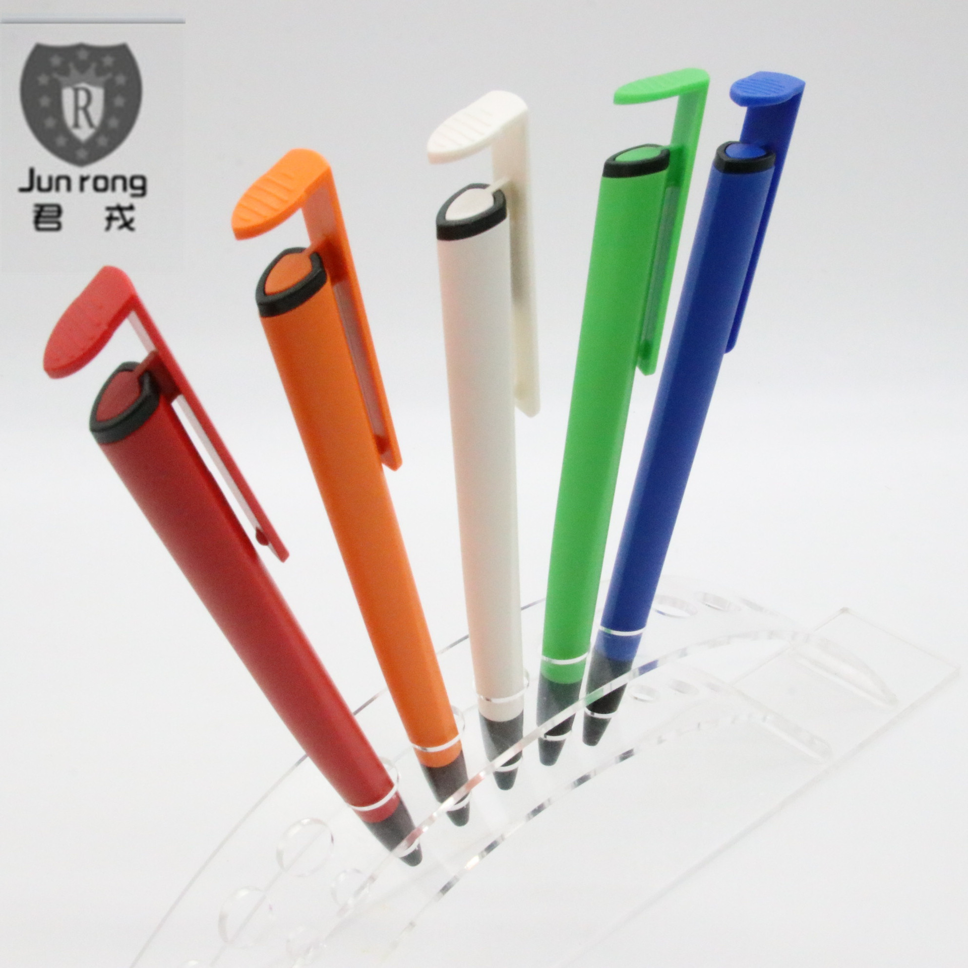 Triángulo táctil de la pluma de la pantalla táctil bolígrafo titular del teléfono móvil tres en uno Multi-funcional medio aceite de recarga de publicidad de la pluma