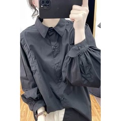 长袖衬衫女2025春秋新款韩国时尚灯笼袖宽松减龄上衣打底衫衬衣