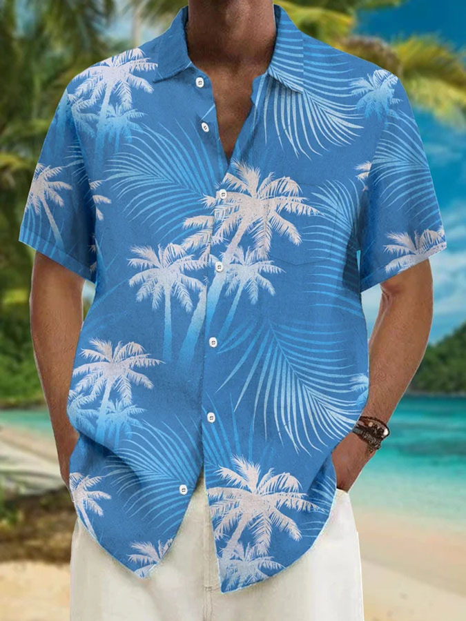 2023 nuevos hombres Hawaii europeo y americano ropa de los hombres impresión 3D del comercio exterior los hombres manga corta floja delgada camisa casual