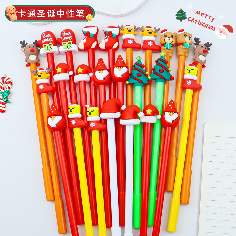 Cartoon Christmas Three-Dimensional Head Gel Pen High-Value Pen Head Christmas Event Small Gift Student Brush Pen Wholesale Cartoon Christmas Three-Dimensional Head Gel Pen High-Value Pen Head Christmas Event Small Gift Student Brush Pen Wholesale