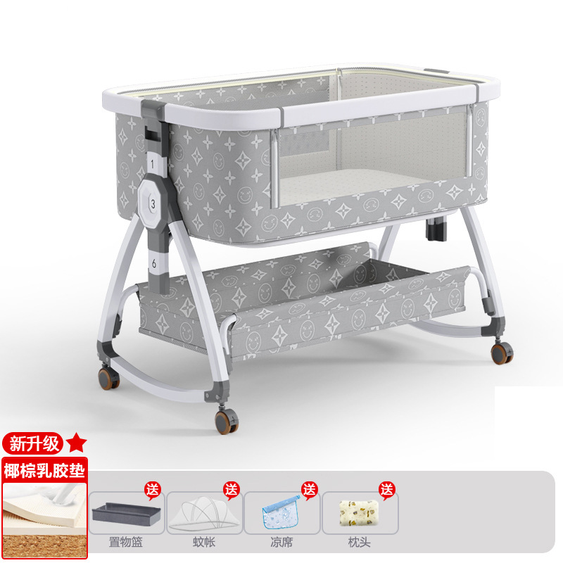 Cuna de bebé recién nacido cama costura Cama grande Baby Shaker BB cama de los niños cuna cama multifuncional móvil plegable image 17