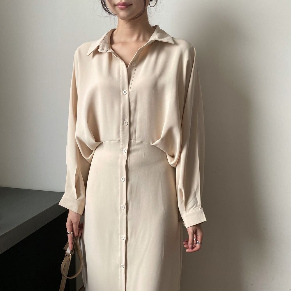 385g Weight Long Sleeve Sleeve Length A- Line Skirt Dresses Type Regular Sleeve Sleeve Type Polyester, Polyester Fabric Type Cardigan, Shirt Collar Neckline Regular Fit Fit Type Solid Color Pattern New Style, Japanese and New Leisure Style Elegant French Waist Cinching Slimming Fairy Tale Style Long Dress Goddess Look Loose Fit One Piece Pure Color Polyester Dress 13