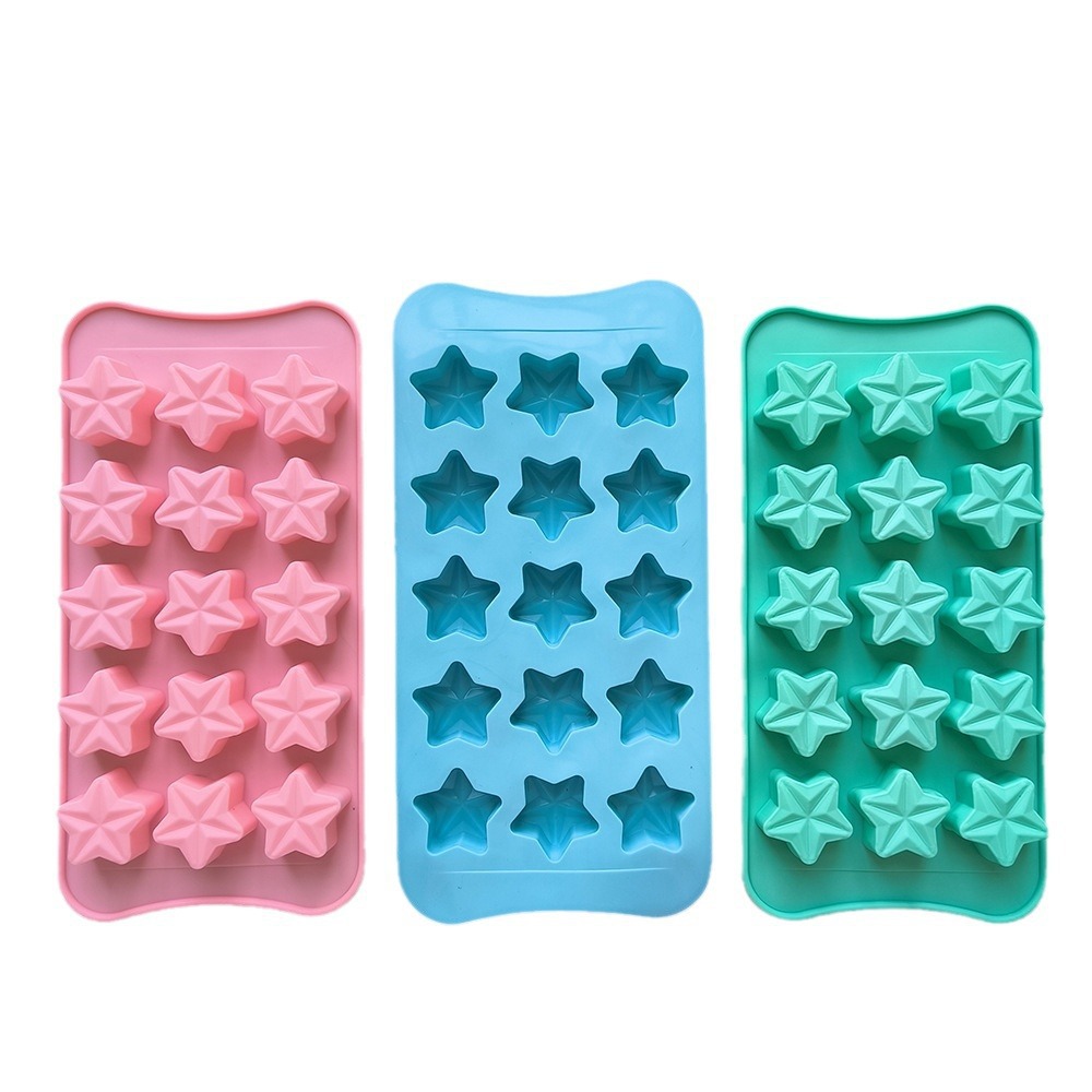 15 incluso estrella de chocolate de cinco puntas 531 molde de silicona molde de rejilla de hielo molde de pastel DIY galletas dulces pudín molde de horneado