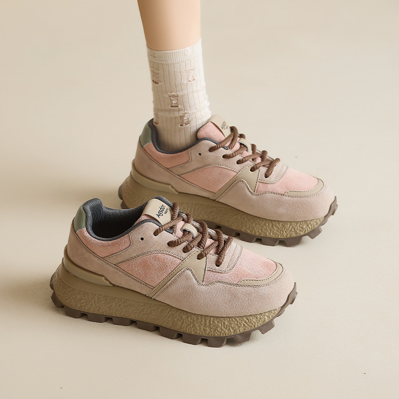 Zapatos antiguos León Deng Aegum mujeres 2025 nuevo otoño retro retro de suela gruesa zapatos de entrenamiento deportivo de montaña casual zapatos