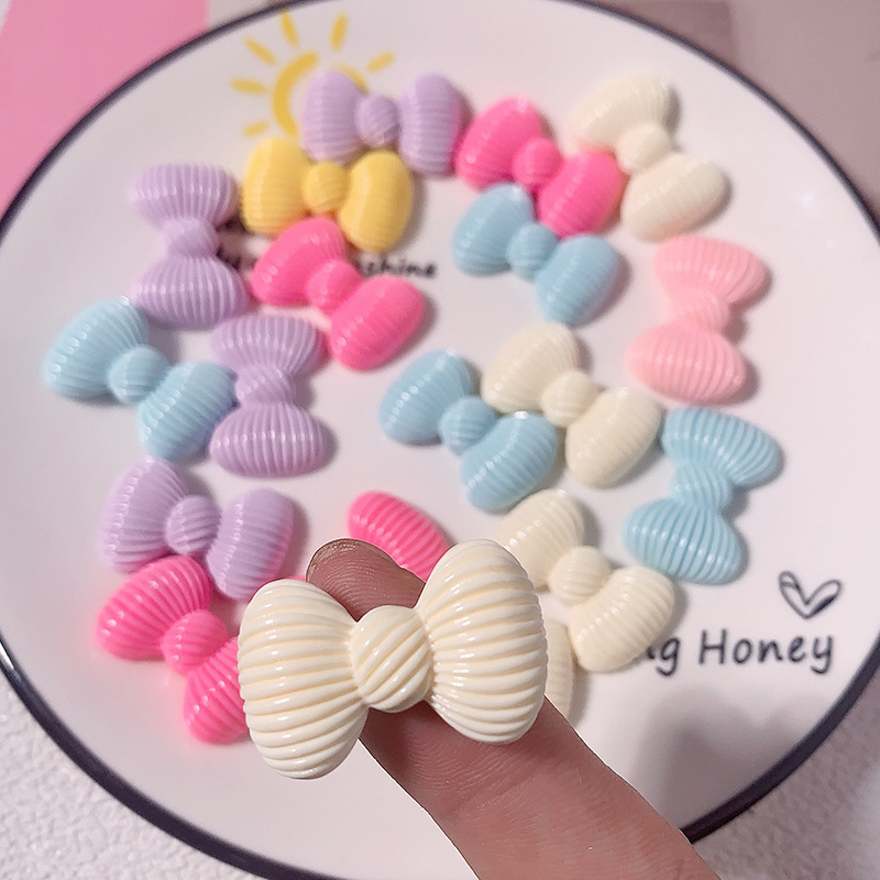 Nuevo macarón rayado arco DIY accesorios de resina crema pegamento para el cabello adornos de cabello hebilla de zapatos material de caso de teléfono móvil