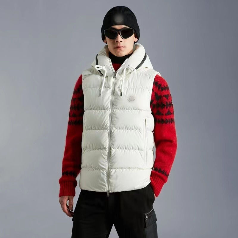 Cross-Border High-End Autumn and Winter New Style Hooded Letter Vest down Jacket for Men and Women, Thickened Warm Vest for Couples
