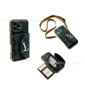 Card Slot Mirror - Black Large Floral