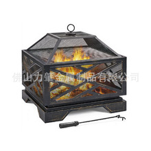金属火坑炉后院庭院花园壁炉，火炉暖炉适合露营、户外取暖、烧烤