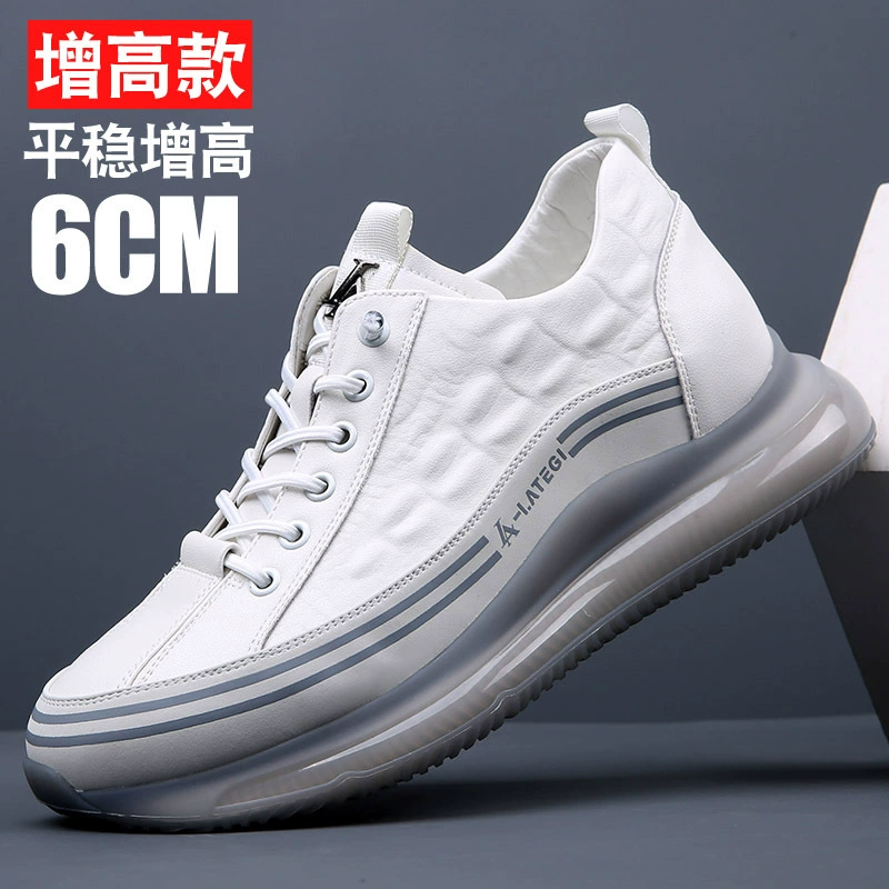 Поколение мужской обуви весенней прилива 2022 новые кожаные кроссовки для отдыха с мягкой подошвой на воздушной подушке мужское увеличение