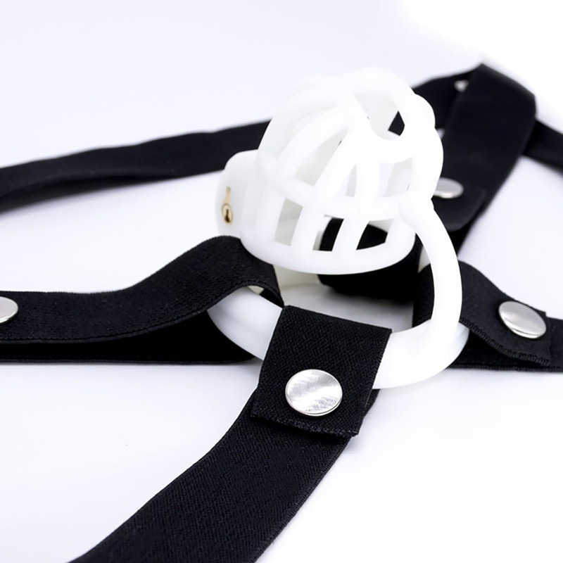 Chastity Lock Auxiliary Strap, Nylon Fixing Belt with Lifting Strap, White — detail image 4