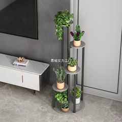 轻奢花架子客厅落地式铁艺阳台花盆置物架室内电视柜旁植物摆放架