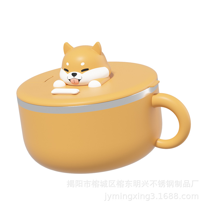 304 de acero inoxidable de dibujos animados de animales tazón de fideos instantáneos ins portátil lindo almuerzo caja de filtro de agua caja de almuerzo cantina taza de comida rápida