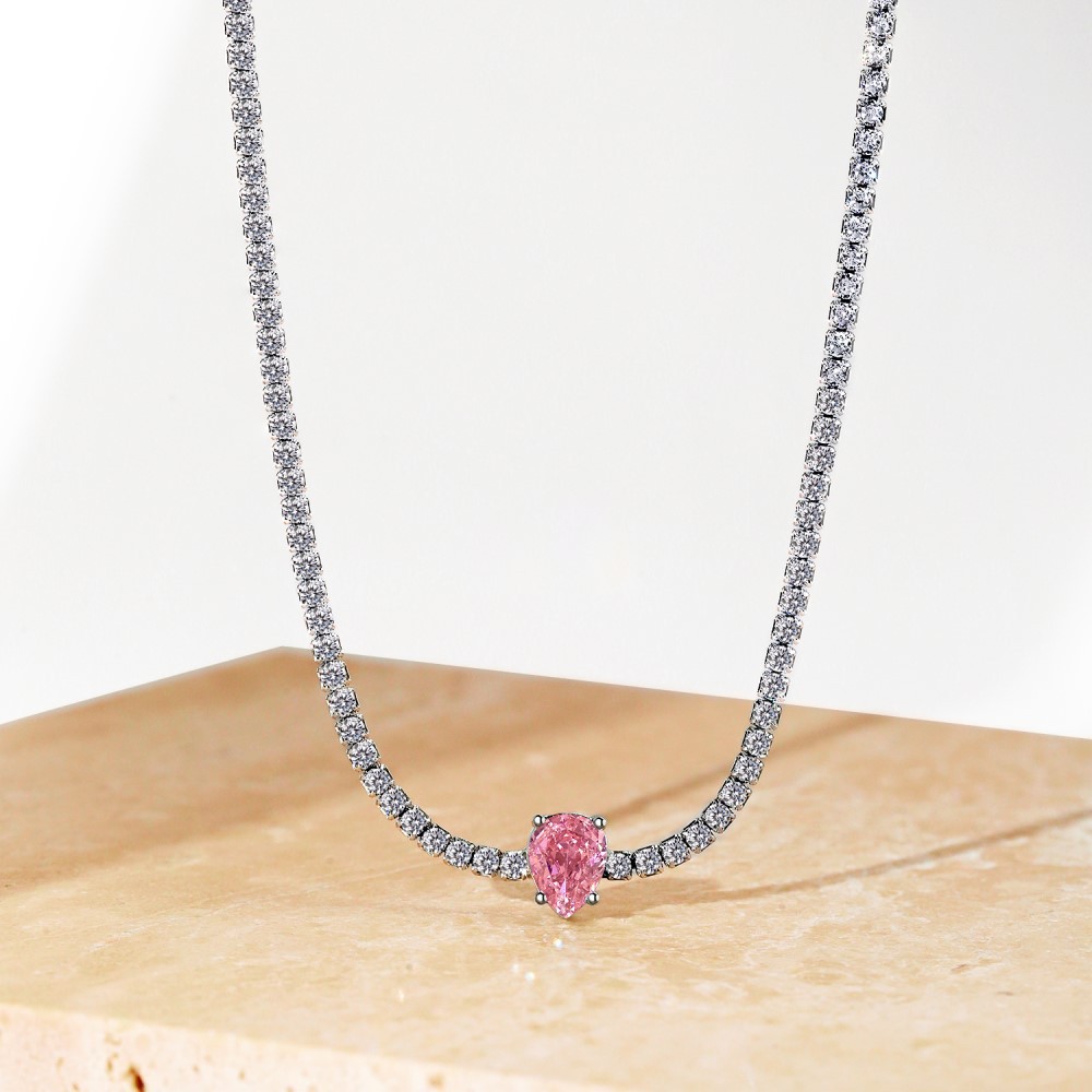 15g Weight Zircon, High Carbon Diamond Inlay Material Necklace Classification 925 sterling silver Chain Material 1 Piece Quantity Holiday, Tea Party Occasion 925 Sterling Silver Material Heart Shape, Rectangle Pattern Women's Gender Inlay Design Simple Style, Shiny Style 925 Sterling Silver Zircon High Carbon Diamond Inlay Heart Shape Rectangle Necklace 1