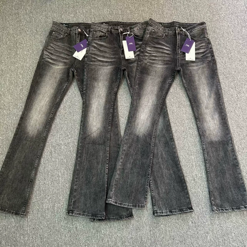 Американская высокая улица VIBE Fengxian Washing Black Gray Vintage517 текстура микро-эластичные Slim джинсы мужские