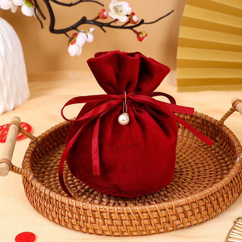 ヨーロッパ式の喜糖袋の創意的な丸い糸の布の結婚式の喜糖の箱のお土産の結婚祝いの祝日のプレゼントの袋の束のポケット|undefined
