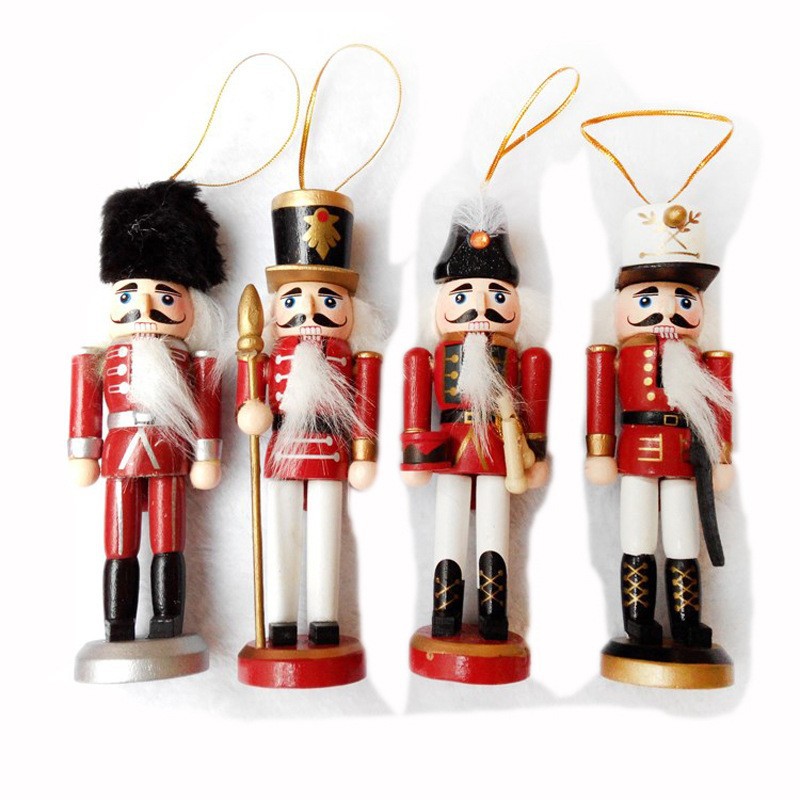 Tráfico fronterizo de madera cascanueces soldados adornos 13cm set tetra dopamina colgante árbol de Navidad hogar marionetas rey