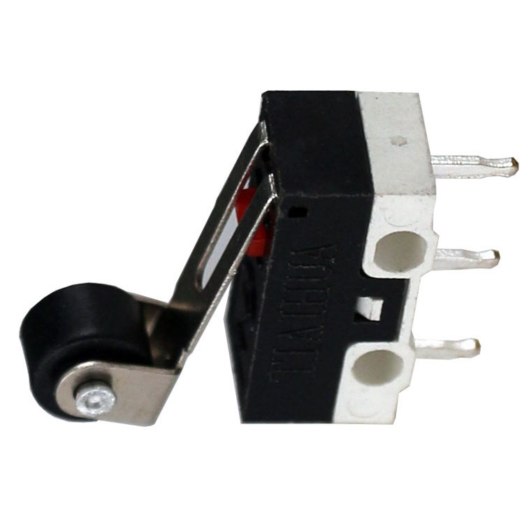 左/右弯脚带轮微动开关三脚长方形压直柄带轮子