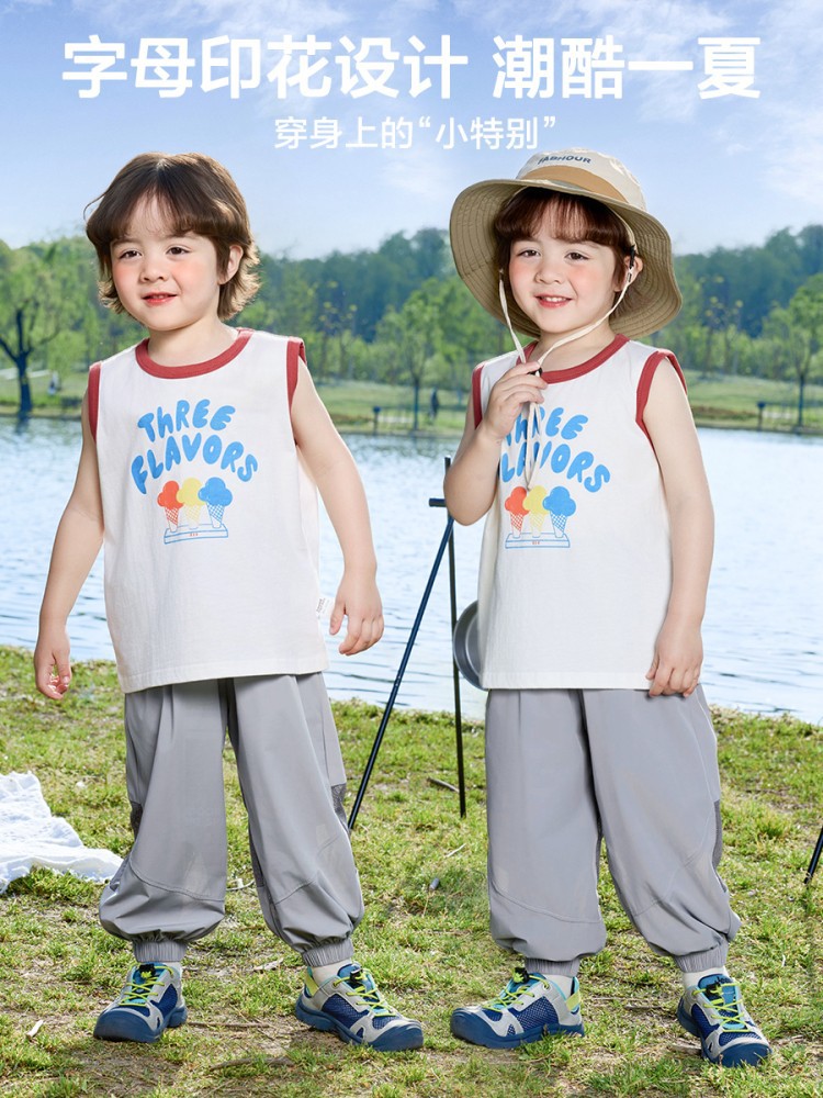 Right European Boys' Vest Summer Wear Summer Children's Wear Children's Baby Boy's Sleeveless T-Shirt Summer Thin Summer