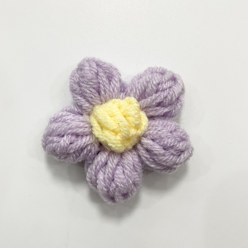 现货手工钩织泡芙花毛线花朵服装辅料饰品胸花包包仿真花花束配件|undefined