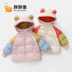 2023秋冬季新款可愛時尚加厚棉衣 兒童小孩拼色棉服棉襖短款外套