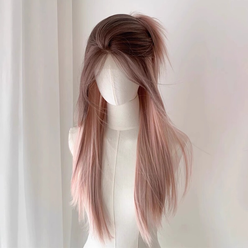 Xianxin Full Wig for Women with Middle Parting, Long Straight Hair with Bangs, Realistic Hair with No Hair Net Needed