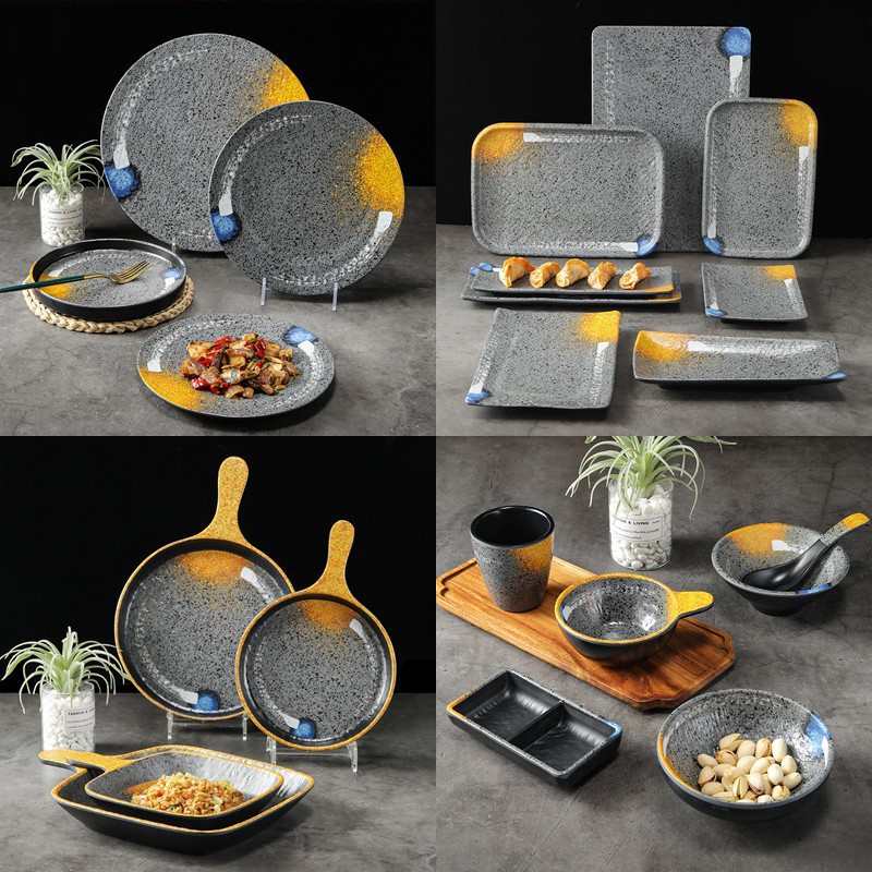 미레믹스 크리에이티브 프라이팬, 손에 쥘 수 있는 접시, 바베큐 접시, 칸막이가 있는 소스 접시, 냉채 접시, 레스토랑/바베큐 가게 반찬 접시