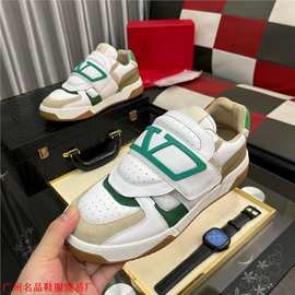 1:1原标原盒广州货欧洲站新款牛皮厚底魔术贴套脚休闲板鞋男鞋