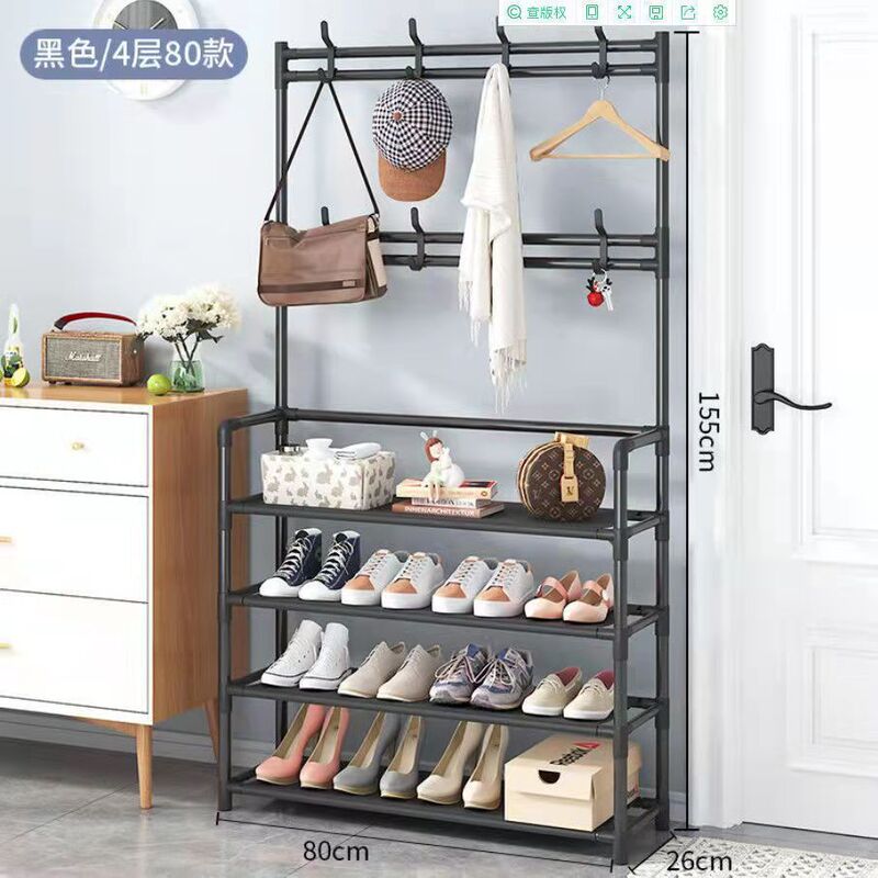 衣帽架落地鞋帽架家用门口鞋架卧室客厅挂衣架一体收纳金属衣帽架|undefined
