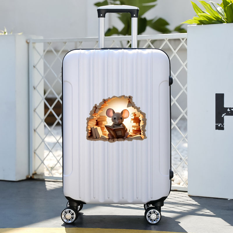 3d Mouse Hole Wall Sticker Decorative Cartoon Staircase Decal_voghion.com