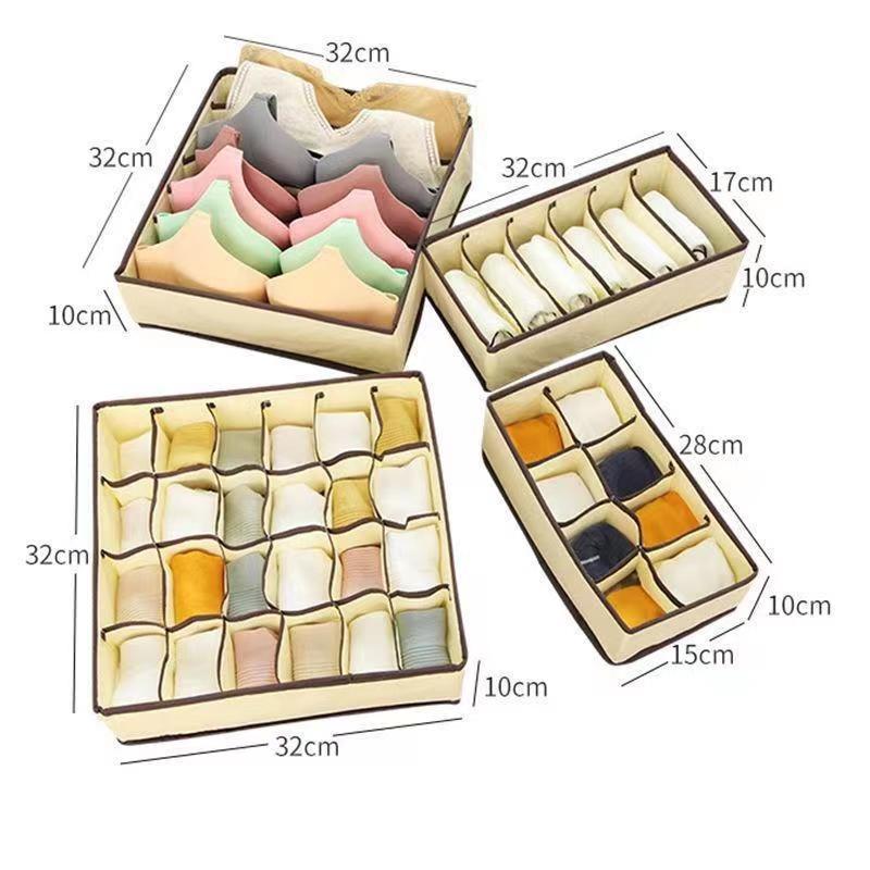 Caja Organizadora de Ropa Interior Plegable Set de 4 Piezas de Tela para el Hogar
