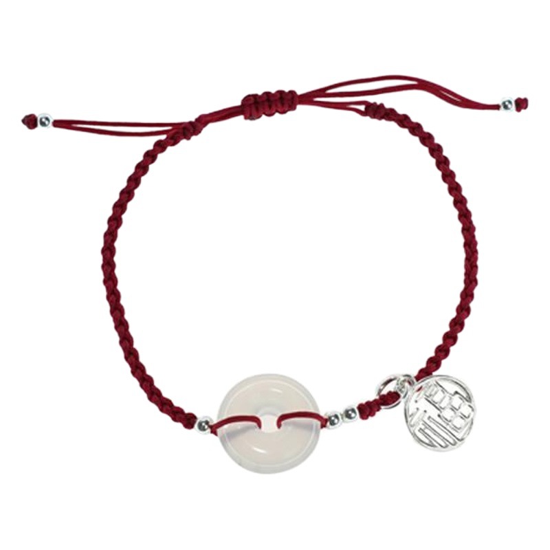 Blessed Full of Peace Buckle Good Luck Handmade Woven Hand Rope Couple Bracelet Women's Best Friend Ethnic Style Student Gift